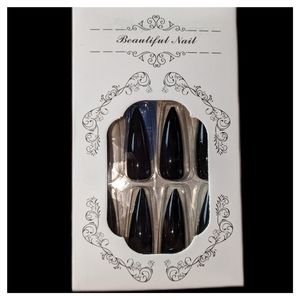 Black Stiletto Fake Nails